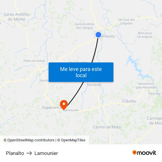 Planalto to Lamounier map