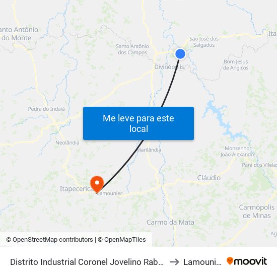 Distrito Industrial Coronel Jovelino Rabelo to Lamounier map