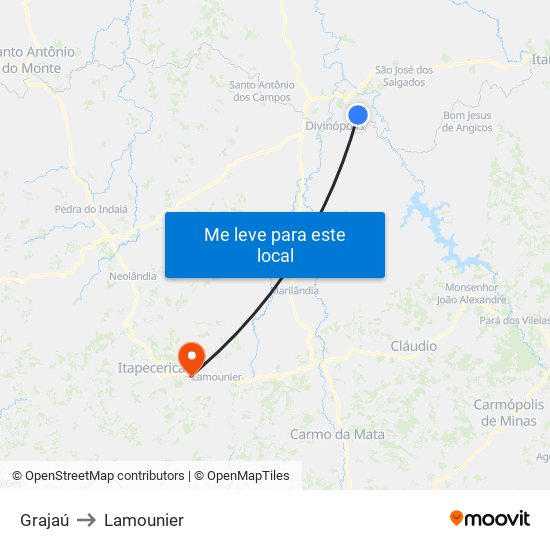 Grajaú to Lamounier map