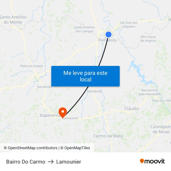 Bairro Do Carmo to Lamounier map