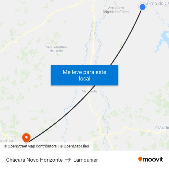 Chácara Novo Horizonte to Lamounier map