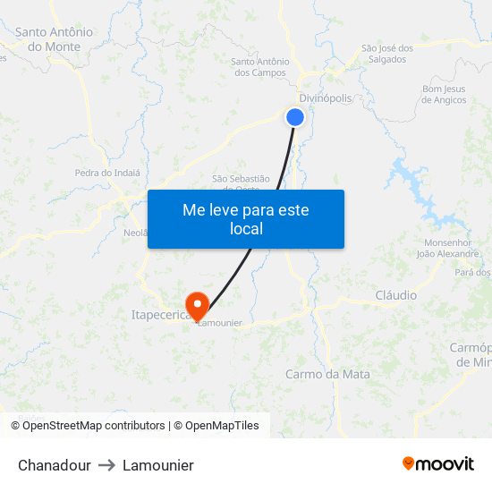 Chanadour to Lamounier map