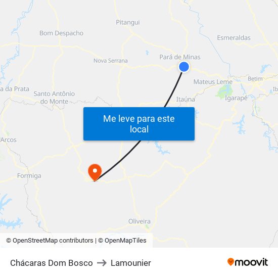 Chácaras Dom Bosco to Lamounier map