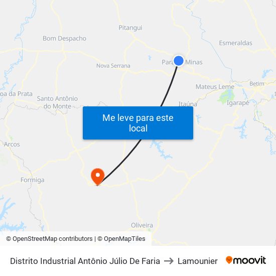 Distrito Industrial Antônio Júlio De Faria to Lamounier map