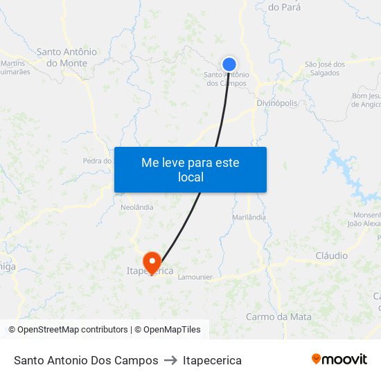 Santo Antonio Dos Campos to Itapecerica map