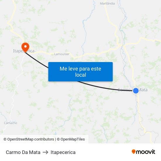 Carmo Da Mata to Itapecerica map