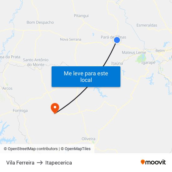 Vila Ferreira to Itapecerica map