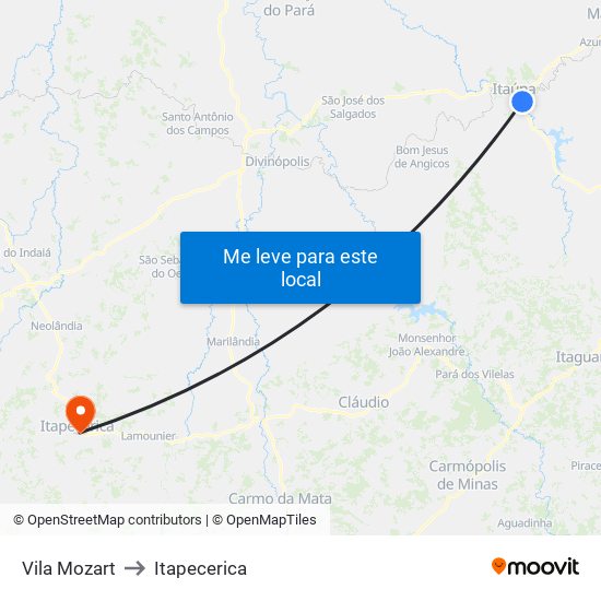 Vila Mozart to Itapecerica map