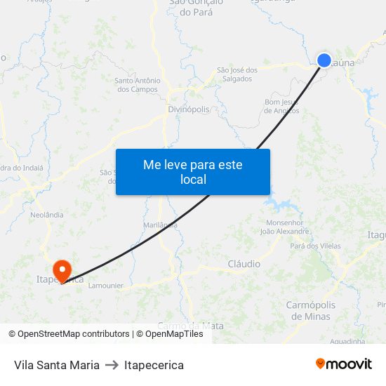 Vila Santa Maria to Itapecerica map