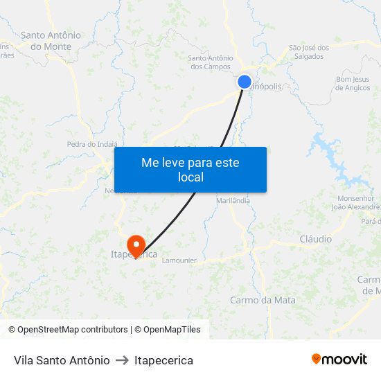 Vila Santo Antônio to Itapecerica map
