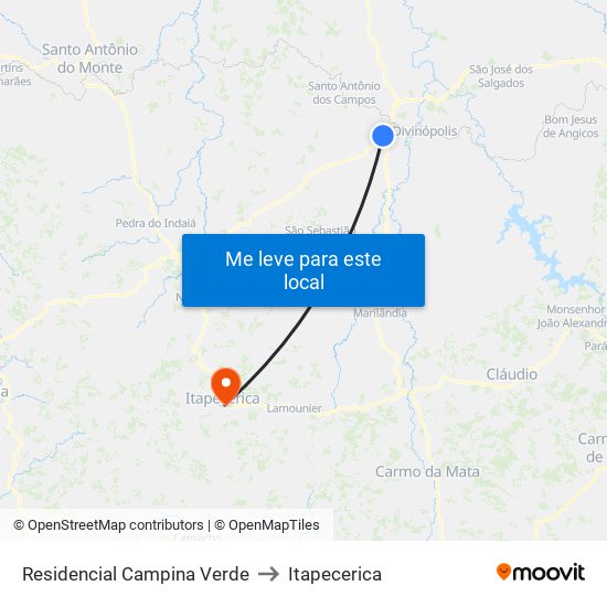Residencial Campina Verde to Itapecerica map