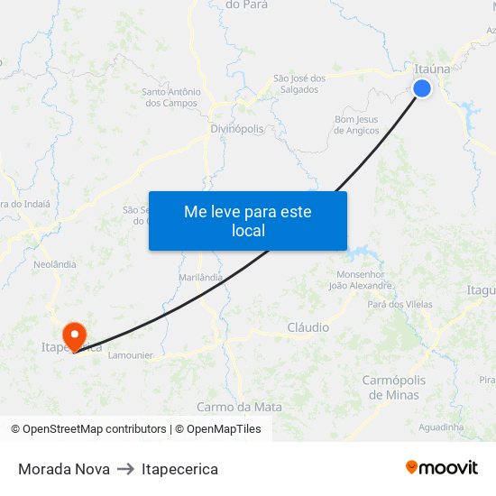 Morada Nova to Itapecerica map