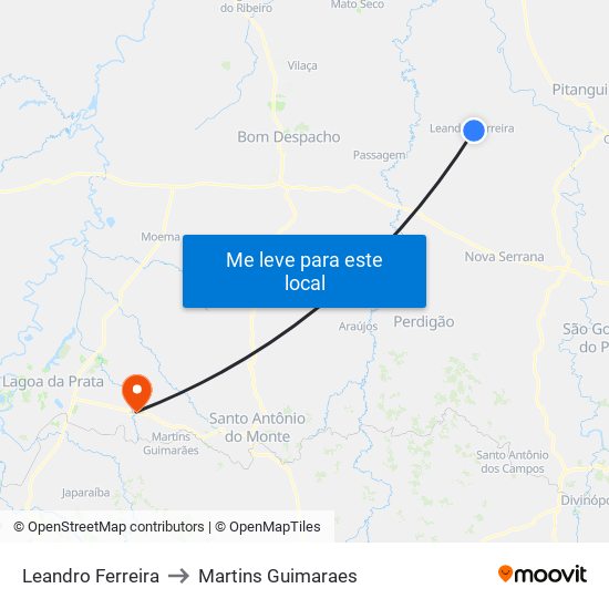 Leandro Ferreira to Martins Guimaraes map