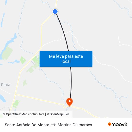 Santo Antônio Do Monte to Martins Guimaraes map