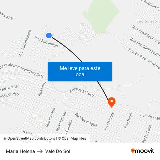 Maria Helena to Vale Do Sol map