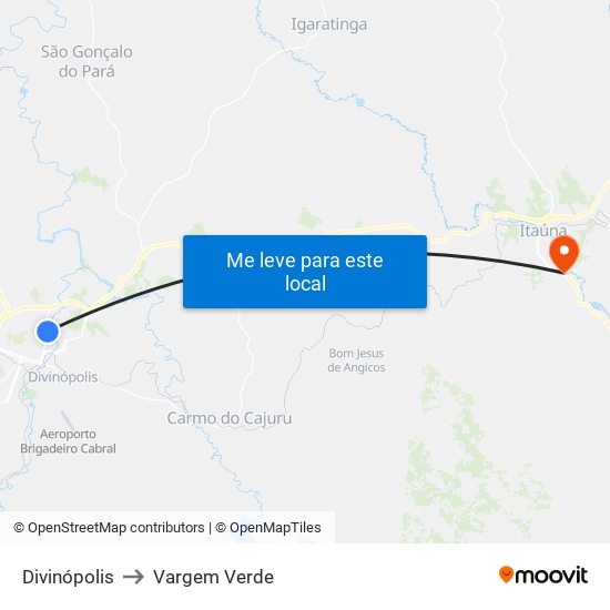 Divinópolis to Vargem Verde map