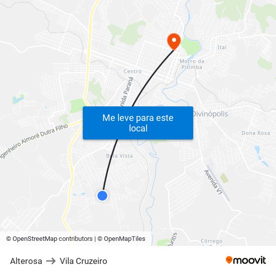 Alterosa to Vila Cruzeiro map