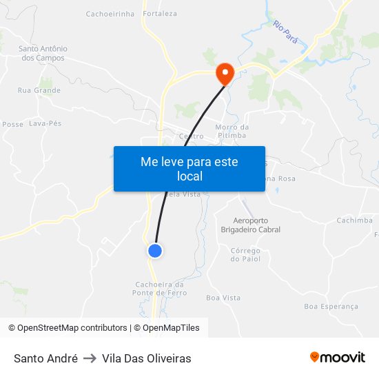 Santo André to Vila Das Oliveiras map