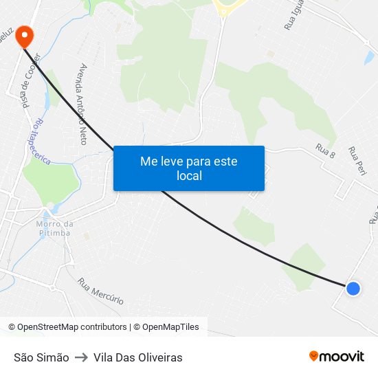 São Simão to Vila Das Oliveiras map