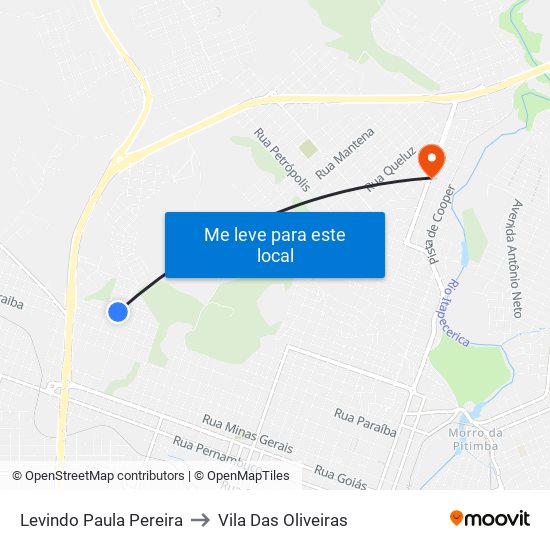 Levindo Paula Pereira to Vila Das Oliveiras map