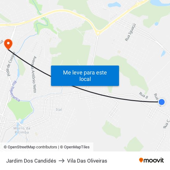 Jardim Dos Candidés to Vila Das Oliveiras map