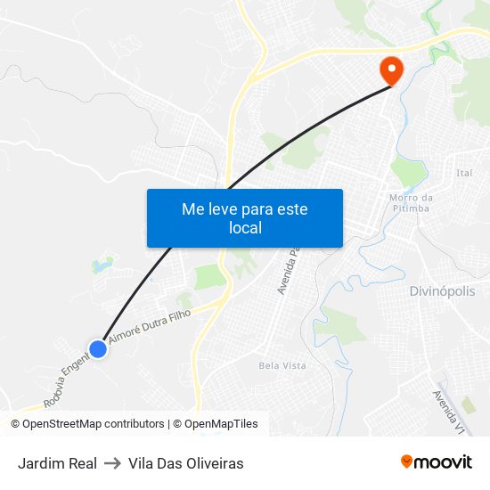 Jardim Real to Vila Das Oliveiras map