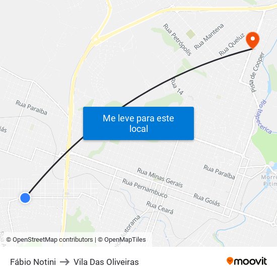 Fábio Notini to Vila Das Oliveiras map