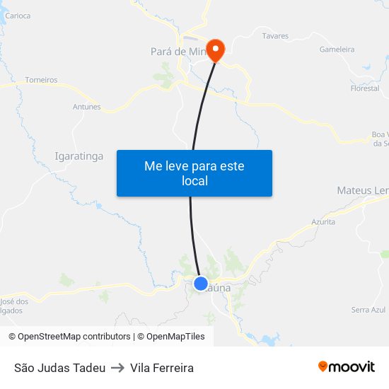 São Judas Tadeu to Vila Ferreira map