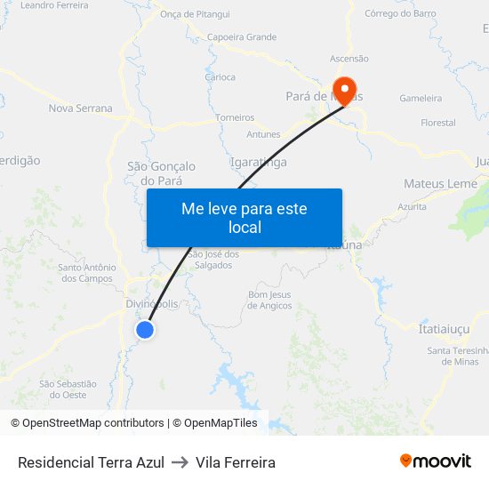 Residencial Terra Azul to Vila Ferreira map