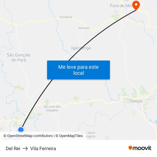 Del Rei to Vila Ferreira map