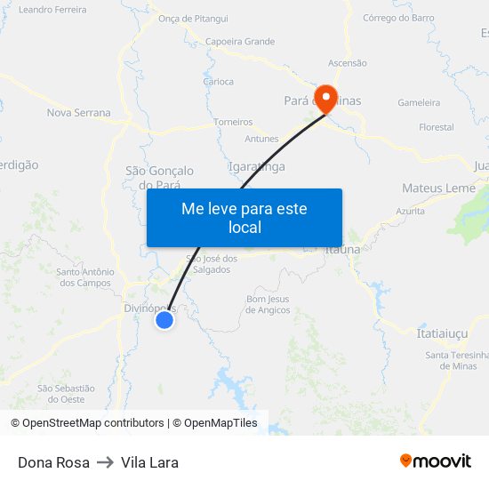 Dona Rosa to Vila Lara map