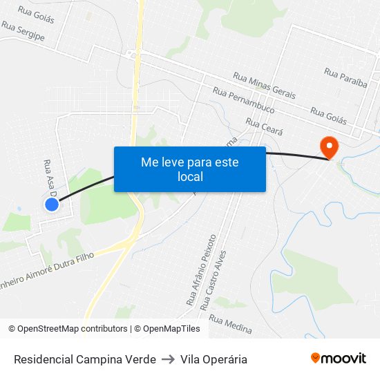 Residencial Campina Verde to Vila Operária map
