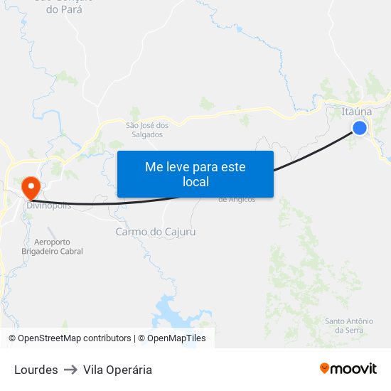 Lourdes to Vila Operária map