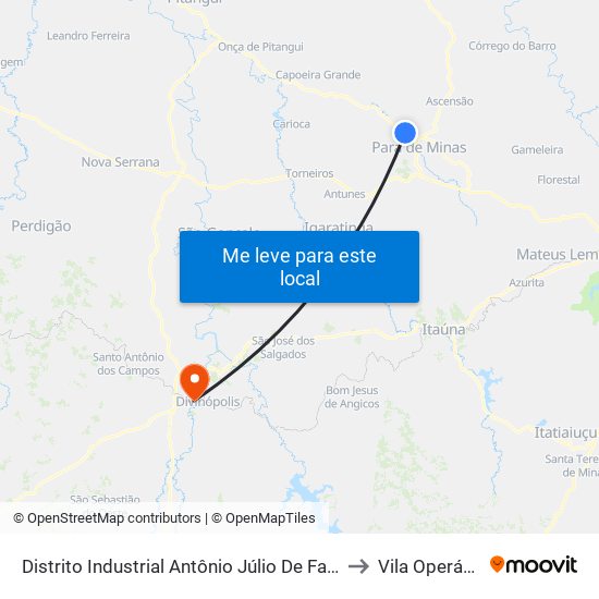 Distrito Industrial Antônio Júlio De Faria to Vila Operária map