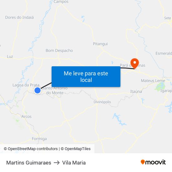 Martins Guimaraes to Vila Maria map
