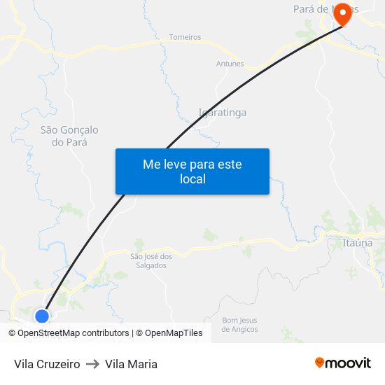 Vila Cruzeiro to Vila Maria map