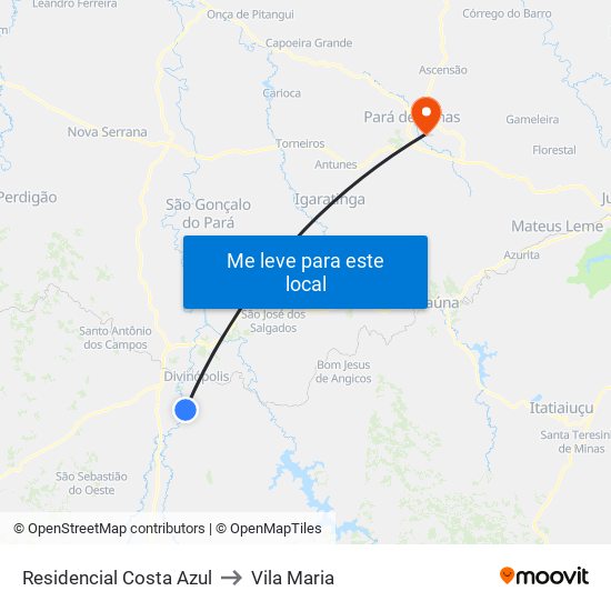Residencial Costa Azul to Vila Maria map