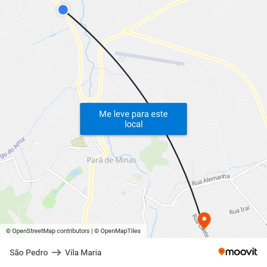 São Pedro to Vila Maria map