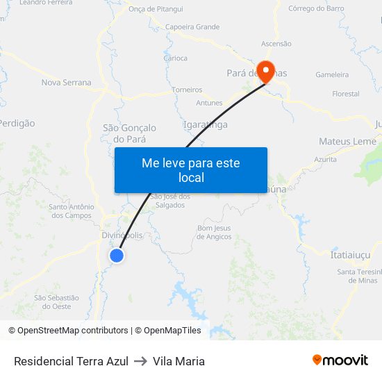 Residencial Terra Azul to Vila Maria map