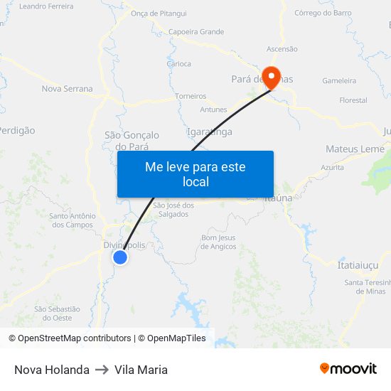 Nova Holanda to Vila Maria map
