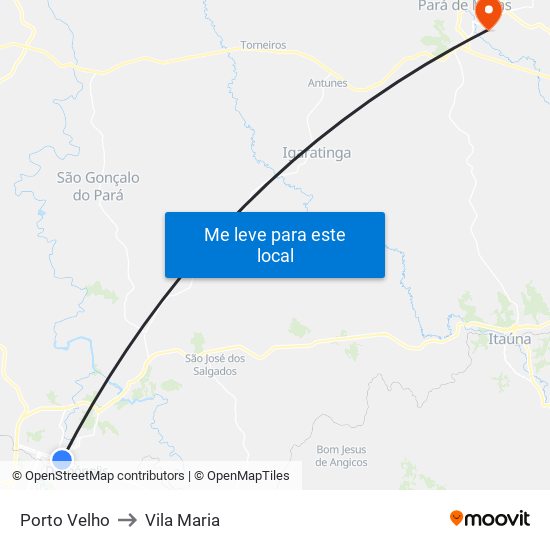 Porto Velho to Vila Maria map