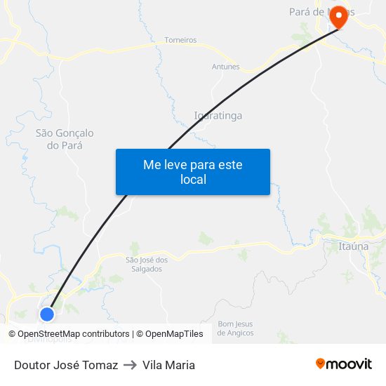 Doutor José Tomaz to Vila Maria map