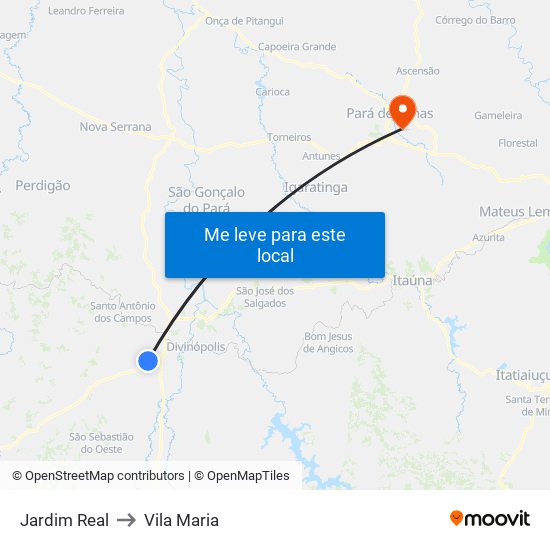 Jardim Real to Vila Maria map