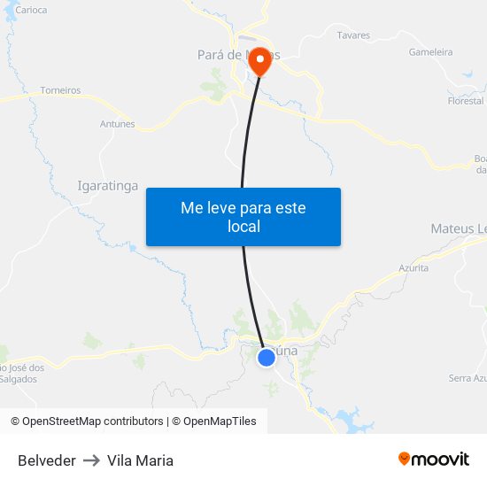 Belveder to Vila Maria map