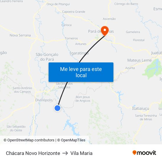 Chácara Novo Horizonte to Vila Maria map