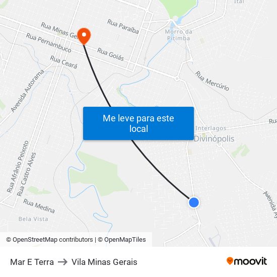 Mar E Terra to Vila Minas Gerais map