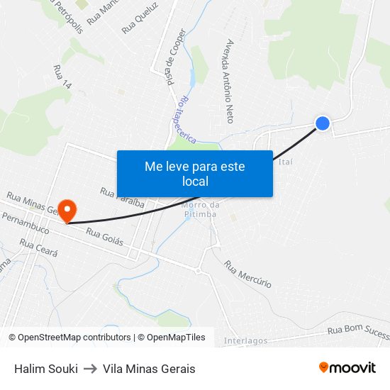 Halim Souki to Vila Minas Gerais map