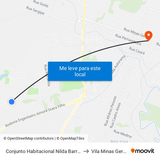 Conjunto Habitacional Nilda Barros to Vila Minas Gerais map