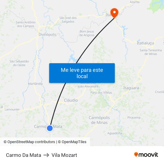 Carmo Da Mata to Vila Mozart map