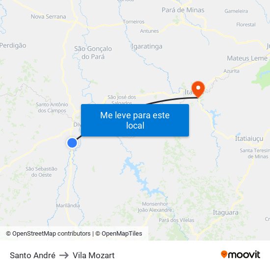 Santo André to Vila Mozart map